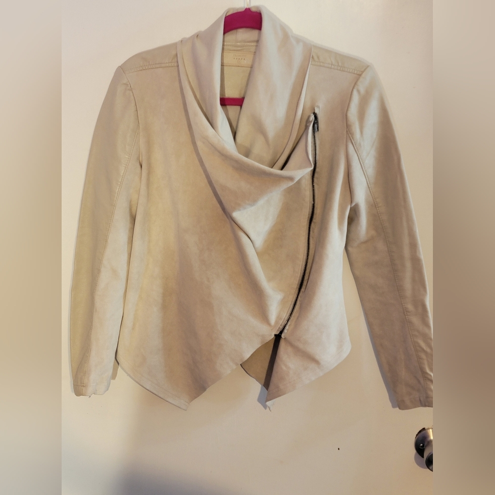 Blank NYC Faux Suede Cream Drape Front Jacket Size Small